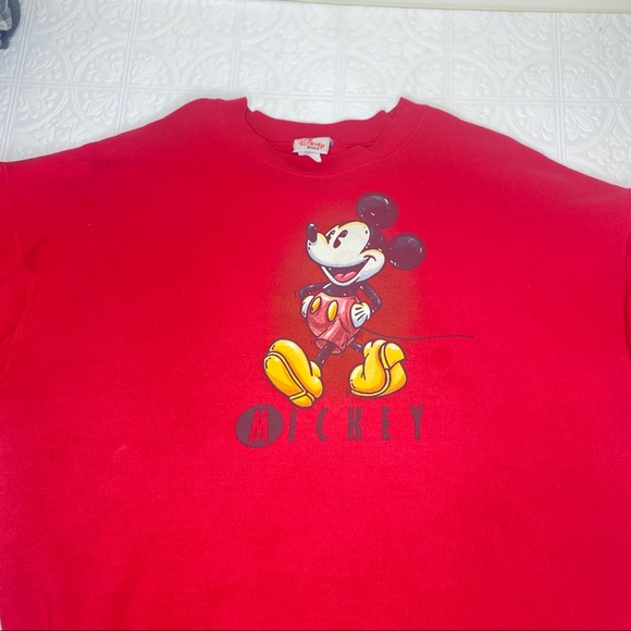 Vintage Mickey Disney store sweatshirt crew neck vintage red Mickey Mouse crew - Picture 5 of 8